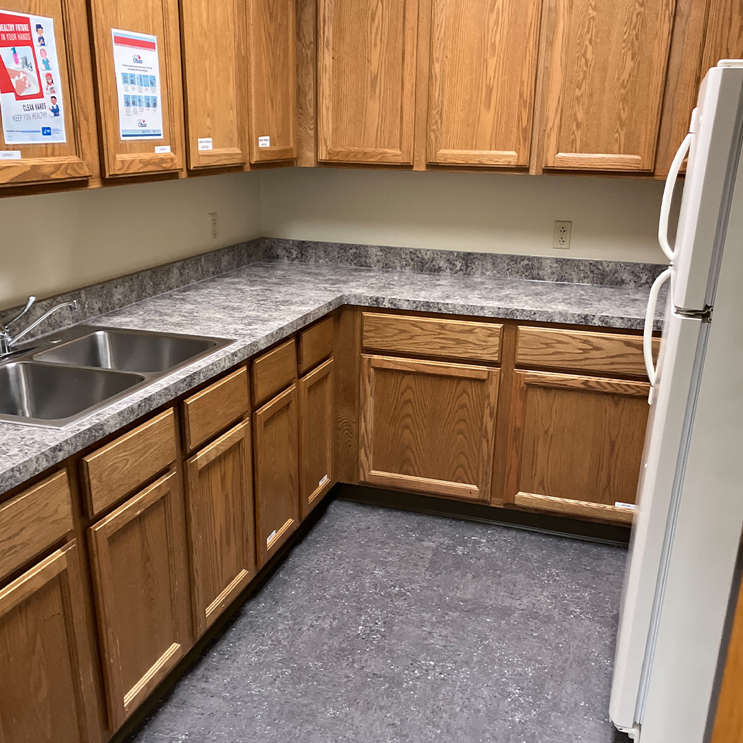 Photograph of the new kitchenette at the library