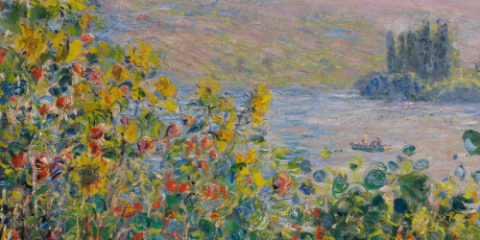 painted landscape with flowers