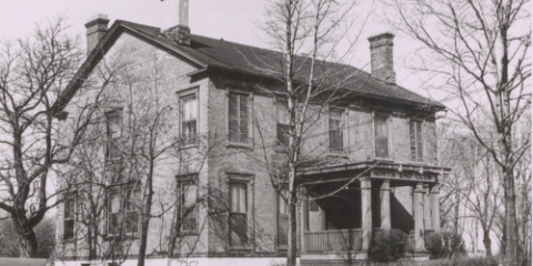Black and white photo of the Hubbard House, a stop on the underground railroad