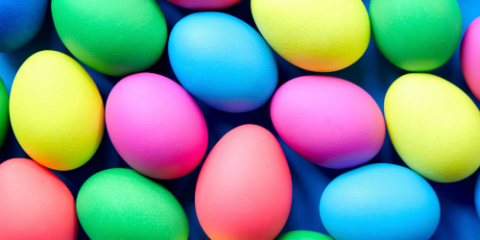 Brightly colored easter eggs