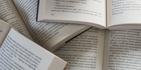close up of books