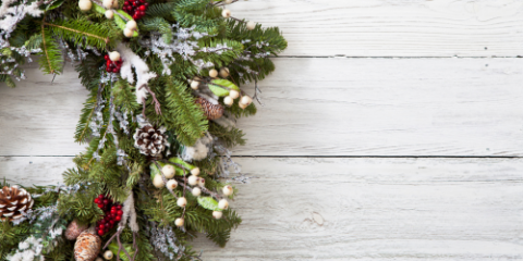 close up of a winter wreath