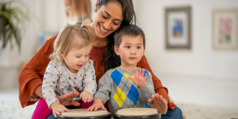 kids playing on drums