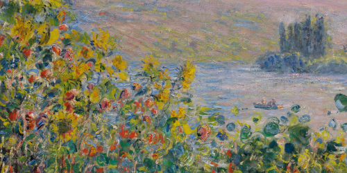 painted landscape with flowers